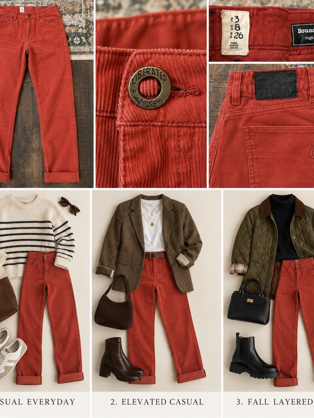 Women's Straight-Leg Corduroy Pants — Red